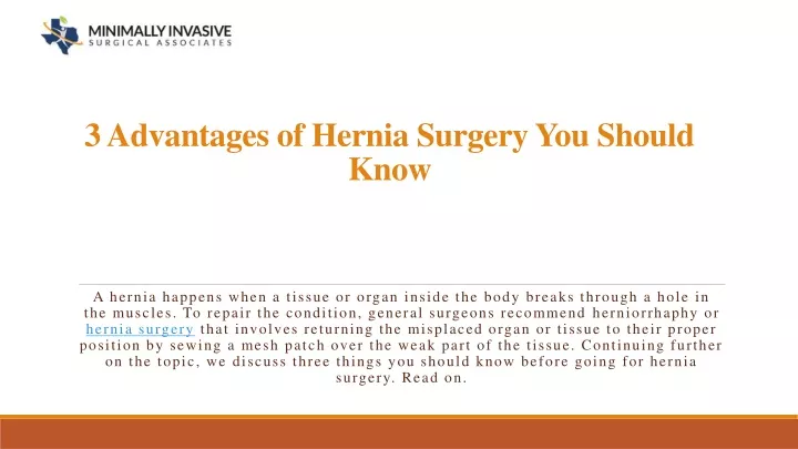 3 advantages of hernia surgery you should know