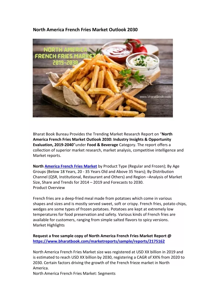 north america french fries market outlook 2030