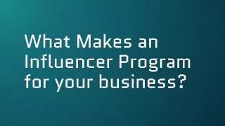 what makes an influencer program for your business