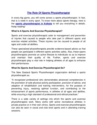 The Role Of Sports Physiotherapist