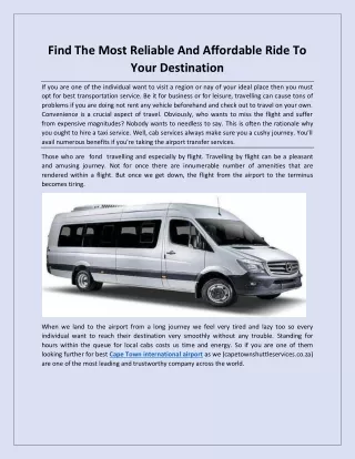 find the most reliable and affordable ride
