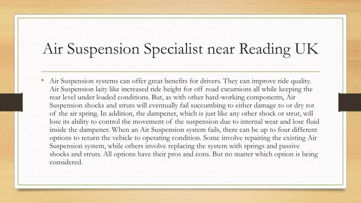 air suspension specialist near reading uk