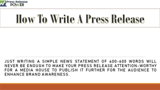 How To Write An Effective press Release