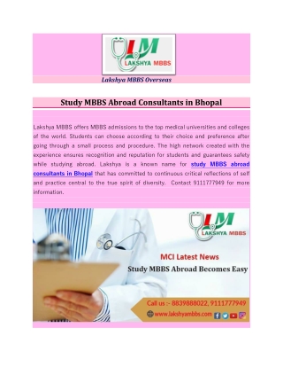 Study MBBS Abroad Consultants in Bhopal