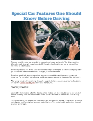 special car features one should know before