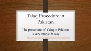 Legal Way For Perform The Talaq Procedure in Pakistan With Guide