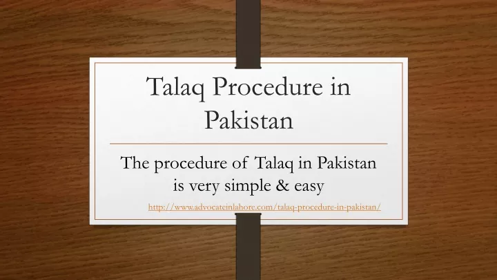 talaq procedure in pakistan