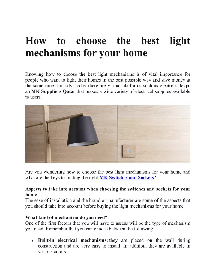 how to choose the best light mechanisms for your