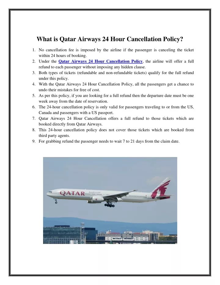 what is qatar airways 24 hour cancellation policy