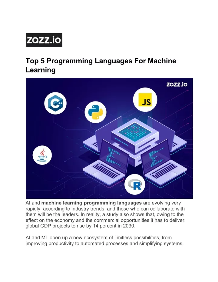top 5 programming languages for machine learning