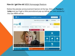 18OO6749312 | restore msn homepage | how do i restore my msn homepage