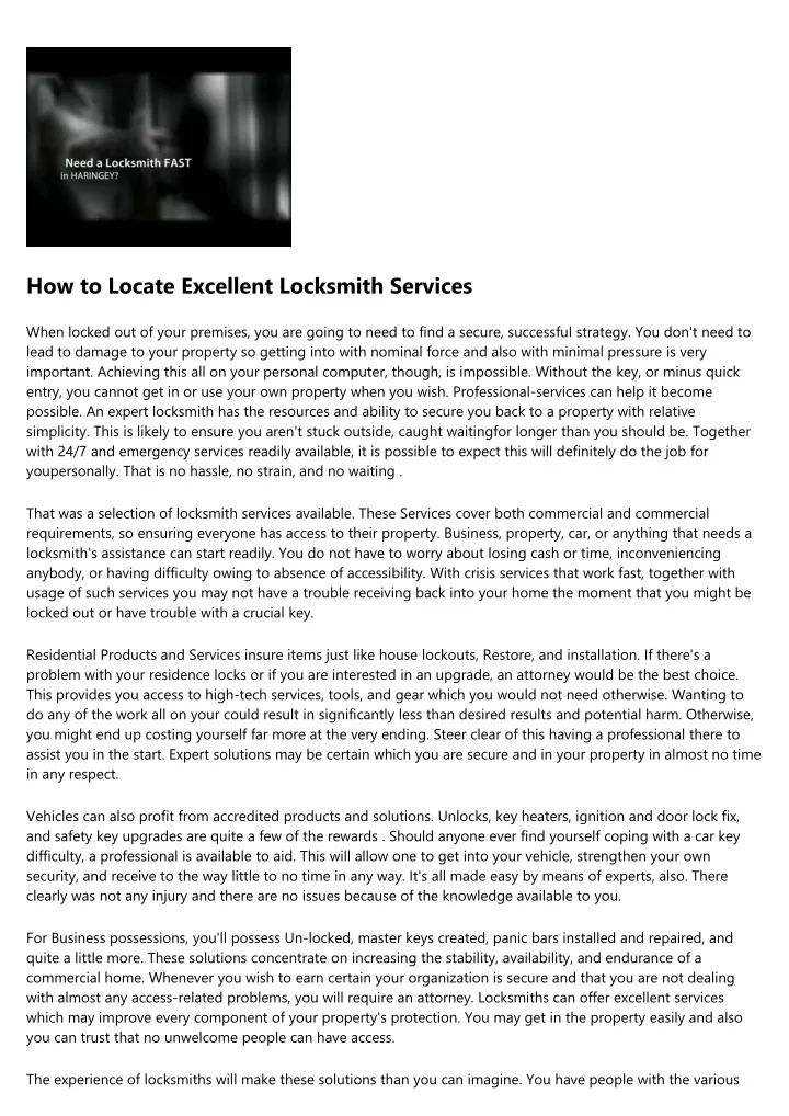 how to locate excellent locksmith services