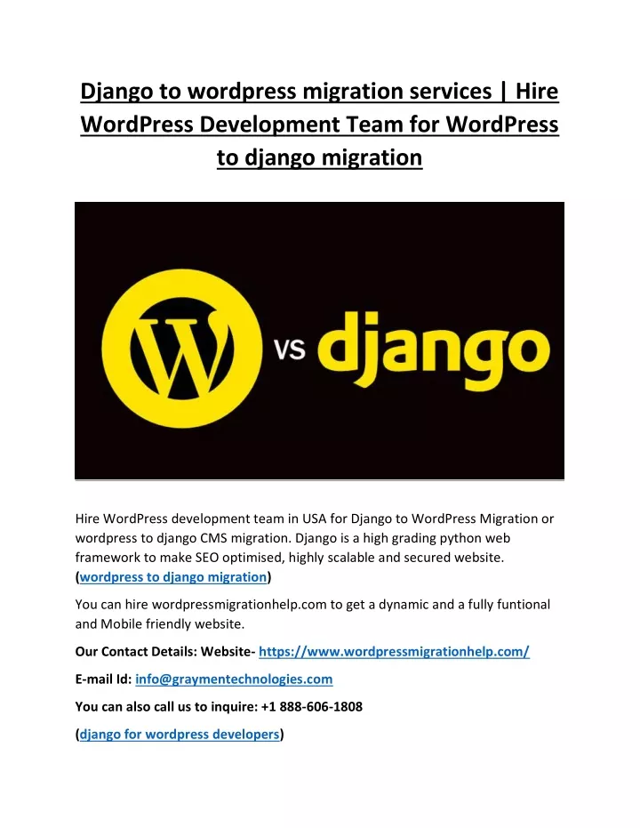 django to wordpress migration services hire