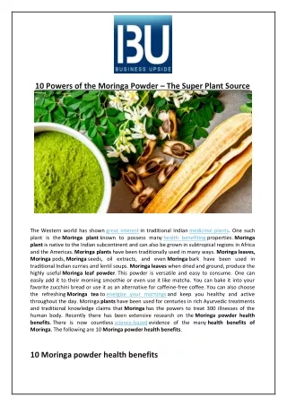 10 powers of the moringa powder the super plant