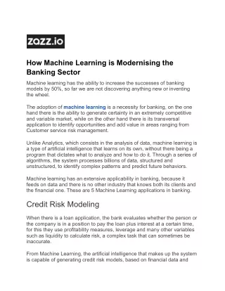 How Machine Learning is Modernising the Banking Sector