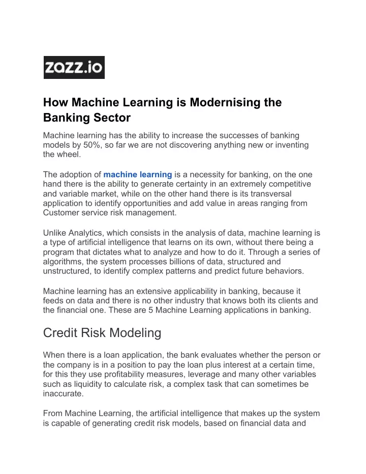 how machine learning is modernising the banking