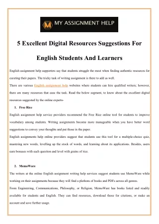 5 excellent digital resources suggestions for