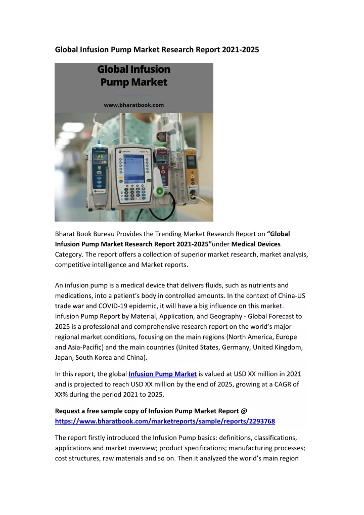 global infusion pump market research report 2021