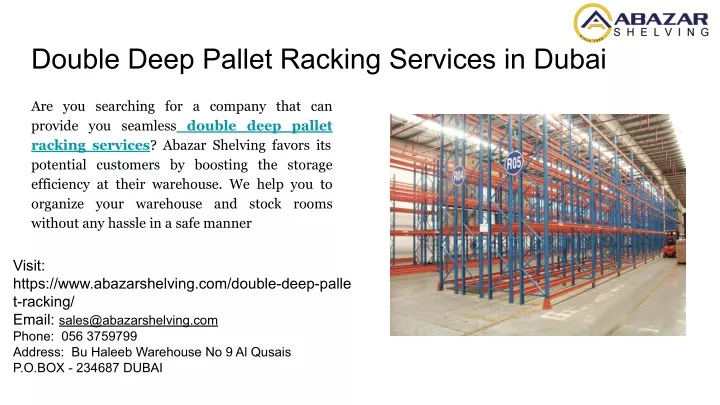 double deep pallet racking services in dubai