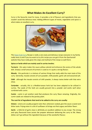 what makes an excellent curry
