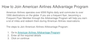 How to Join American Airlines AAdvantage Program