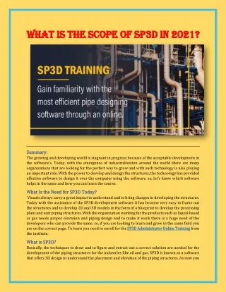 what is the scope of sp3d in 2021 what