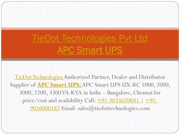 tiedot technologies pvt ltd apc smart ups