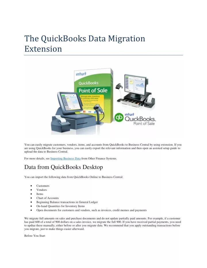 the quickbooks data migration extension