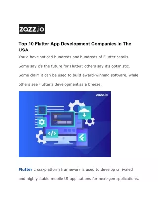 Top 10 Flutter App Development Companies In The USA