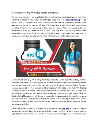 know more about italy vps hosting plans by onlive