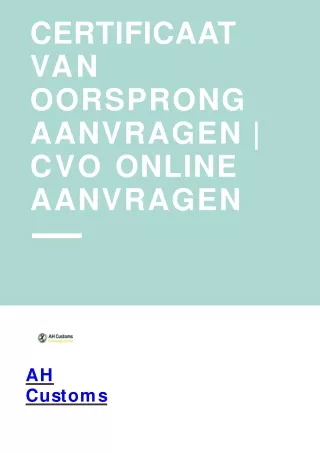 Certificaat van Oorsprong Aanvragen | CvO Online Aanvragen