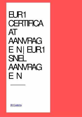 EUR 1 Certificaat Aanvragen | EUR.1 Snel Aanvragen