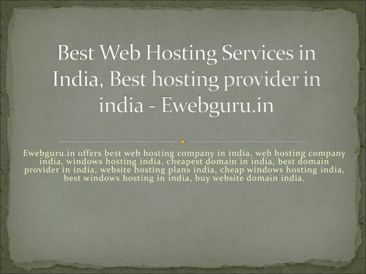 best web hosting services in india best hosting provider in india ewebguru in