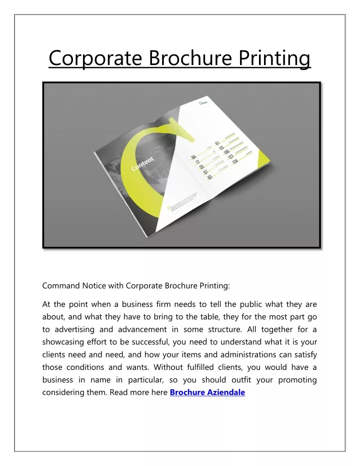corporate brochure printing