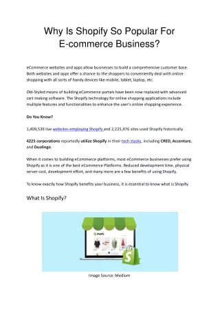 why is shopify so popular for e commerce business