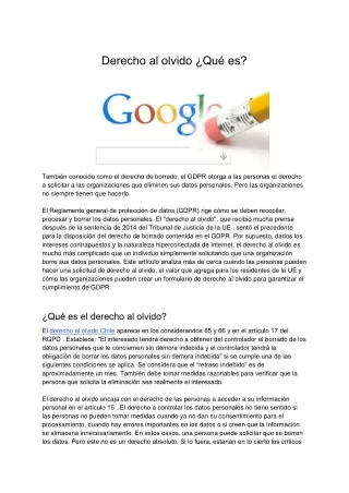 derecho al olvido qu es