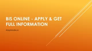 BIS Online - Apply & Get Full Information | Aleph INDIA