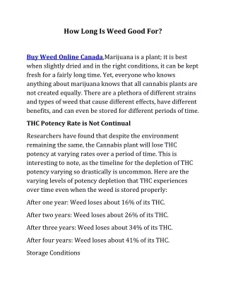 how long is weed good for