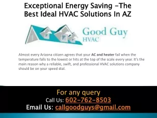 Exceptional Energy Saving -The Best Ideal HVAC Solutions In AZ