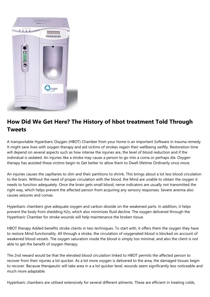 how did we get here the history of hbot treatment