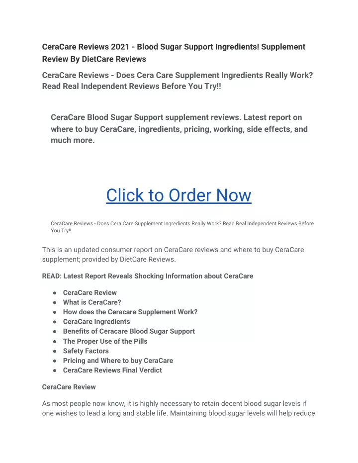 ceracare reviews 2021 blood sugar support