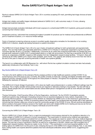 Roche SARS‐CoV‐2 Rapid Antigen Test x25