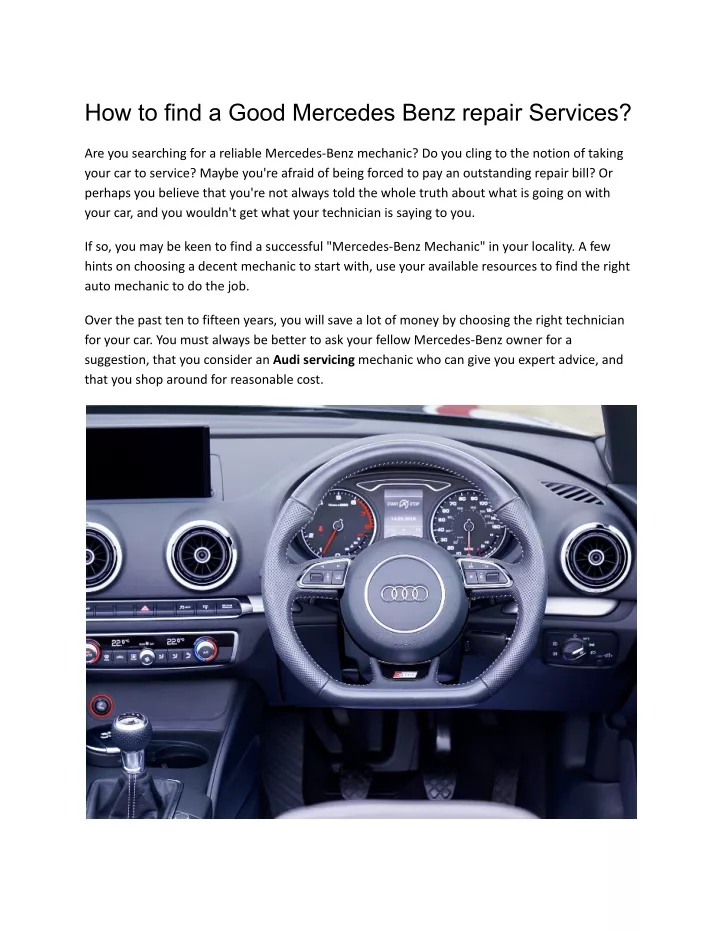 how to find a good mercedes benz repair services