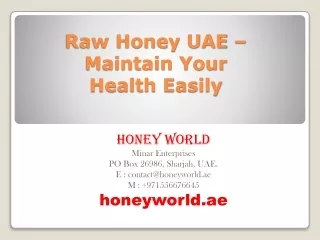 Raw Honey UAE – Maintain Your Health Easily