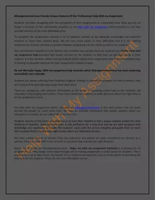 allassignmentservices provide unique features