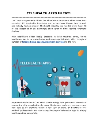 telehealth apps in 2021 the covid 19 pandemic