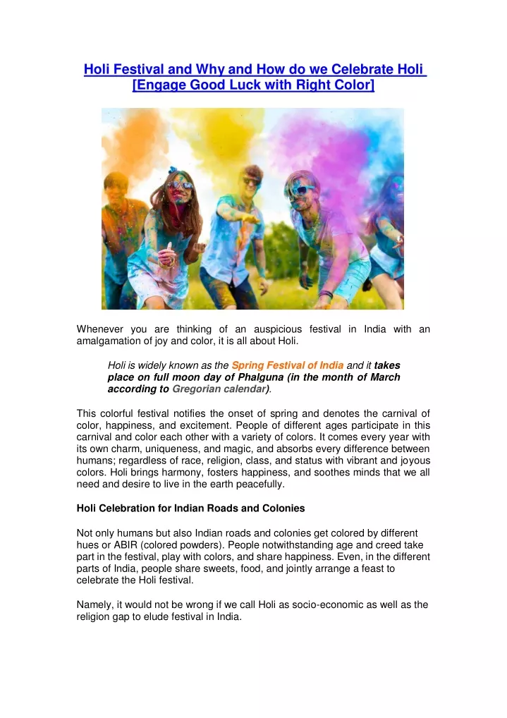 holi festival and why and how do we celebrate