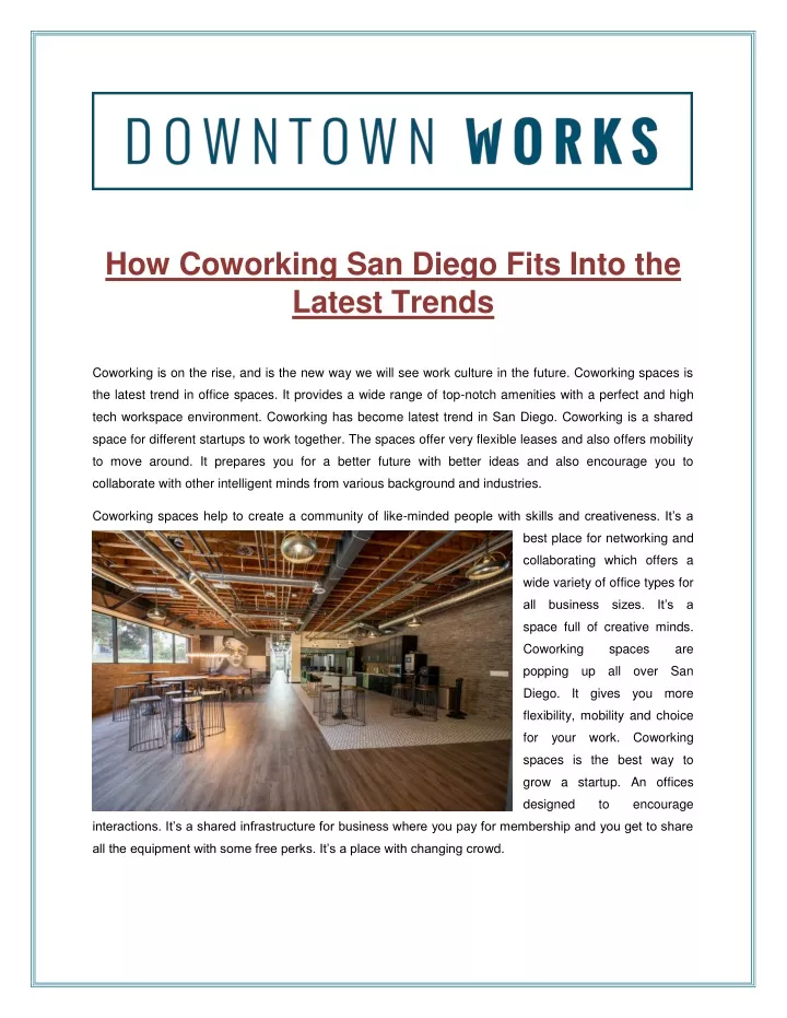 how coworking san diego fits into the latest