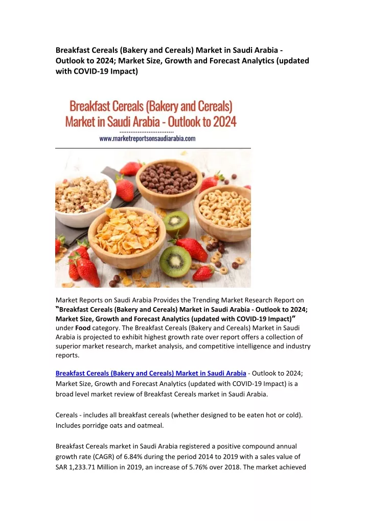 breakfast cereals bakery and cereals market