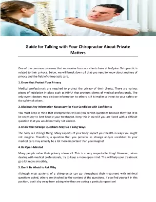 Guide for Talking with Your Chiropractor About Private Matters